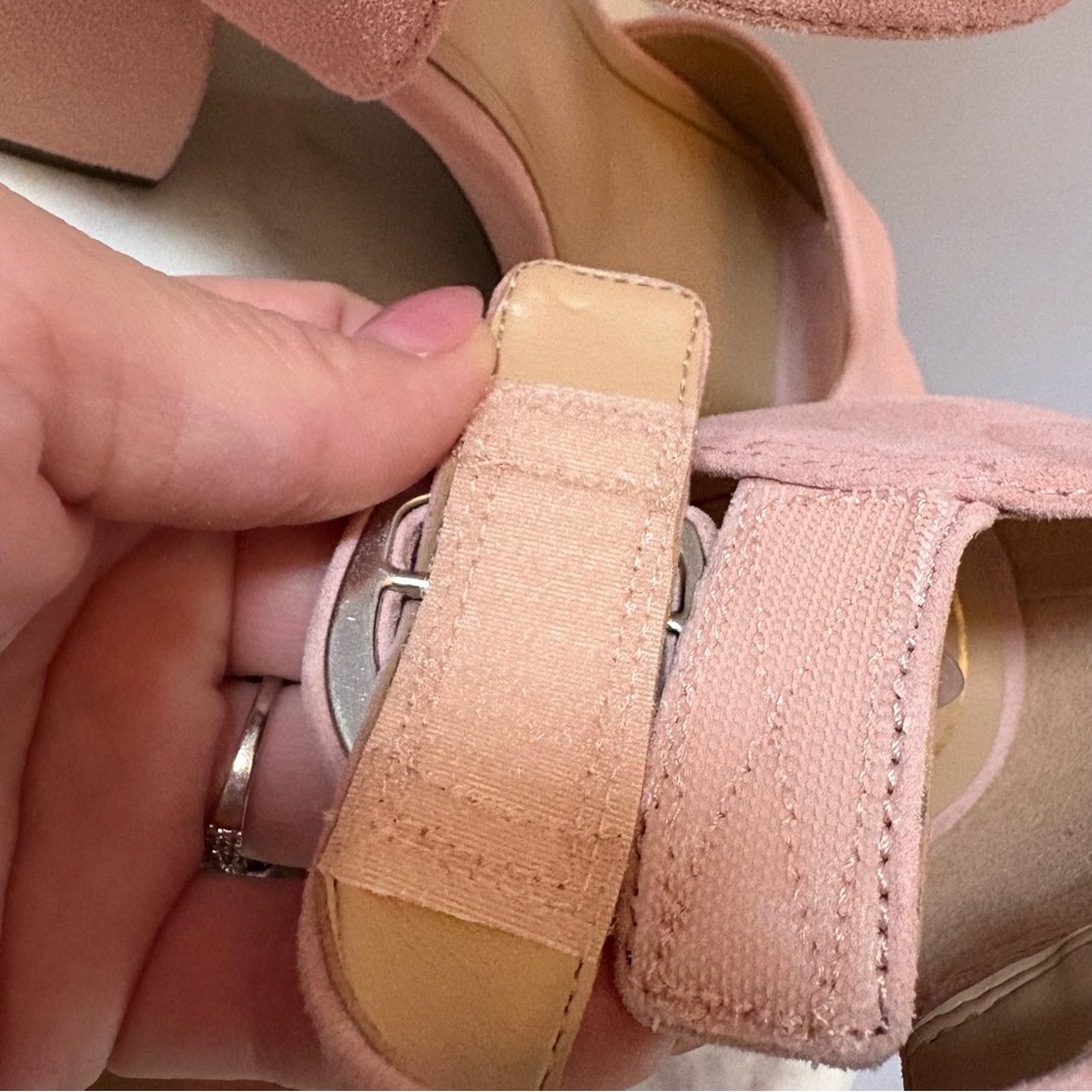 Vionic Dusty Pink Suede Block Heel Sandals - Picture 8 of 12